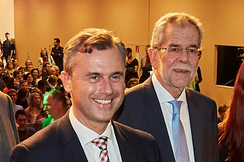 Norbert Hofer und Alexander Van der Bellen bei der Diskussion in Graz