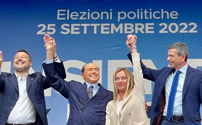 Die italienischen Wahlsieger Matteo Salvini, Silvio Berlusconi und Giorgia Meloni (v.l.).