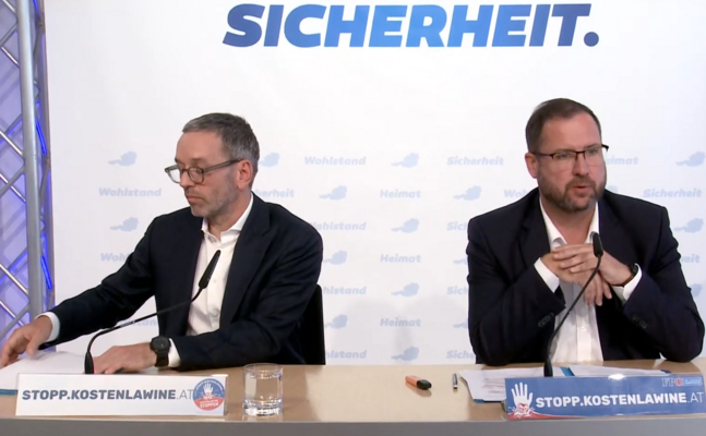 FPÖ-Bundesparteiobmann Herbert Kickl und FPÖ-Verkehrssprecher Christian Hafenecker fordern einen Treibstoff-Preisdeckel.