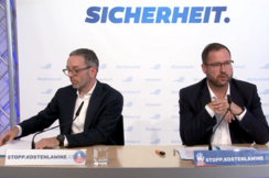 FPÖ-Bundesparteiobmann Herbert Kickl und FPÖ-Verkehrssprecher Christian Hafenecker fordern einen Treibstoff-Preisdeckel.