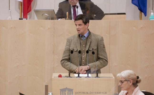 FPÖ-Sicherheitssprecher Hannes Amesbauer im Parlament.