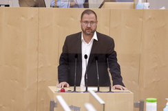 FPÖ-Parlamentarier Christian Hafenecker im Hohen Haus.